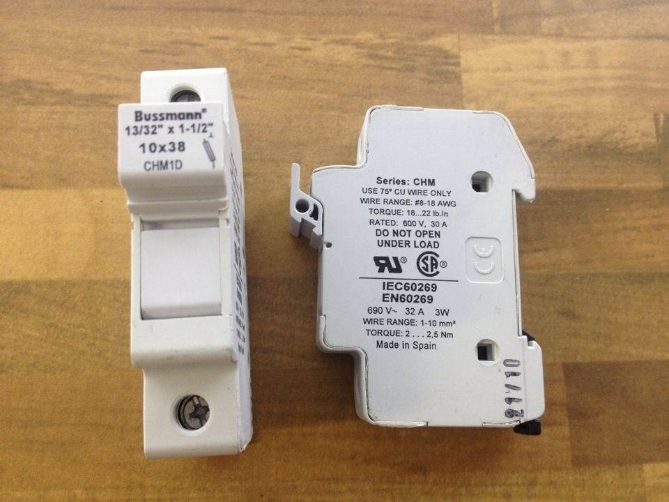 United States CHM1D-PV-IEC Bussmann photovoltaic fuse base 1P30A 10X38 CHPV1U