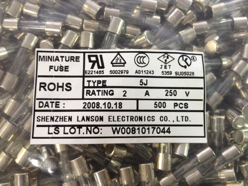 Lansonfuse Liang Sheng F2A 250V 2A 5J 5X20 glass fuse