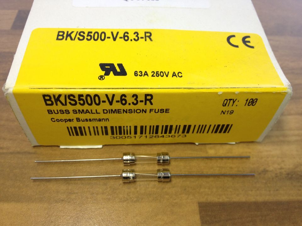 BK/S500-V-6.3-R Bussmann pin fuse tube BUSS 5X20 6.3A250V