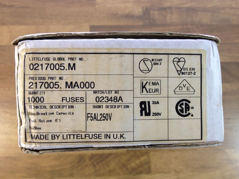 The original American Litteituse Netlon F5A imported glass tube 5X20 insurance 250V fuse