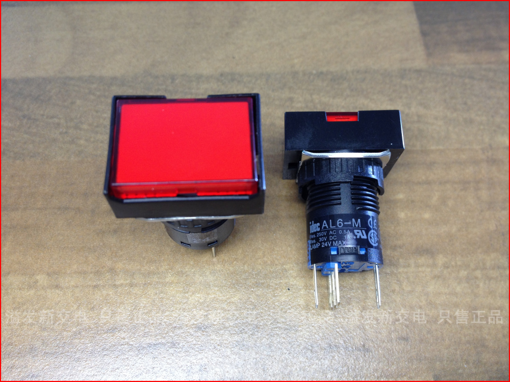 Japan's IDEC AL6G-M14R and 24VDC five feet with light red button flat button with a diameter of 16 NO NC