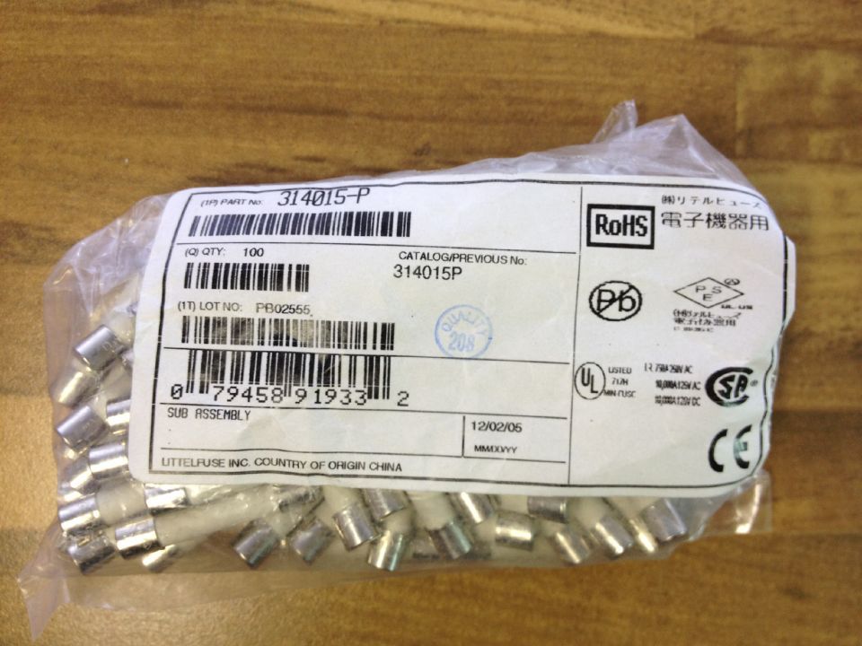 The United States 15A 250V Lite insurance tube imported ceramic fuse 6X30 314