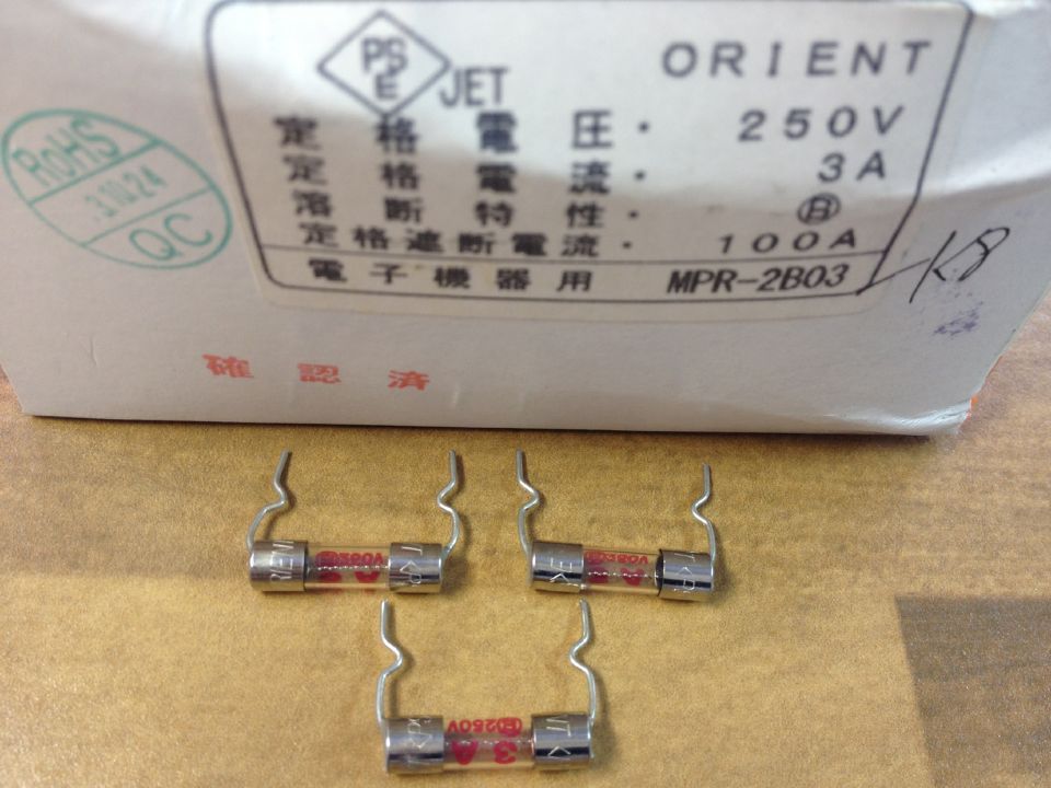 Imported Japanese MPR-2B03 JET pin safe 3A250V 5X20 miniature glass fuse