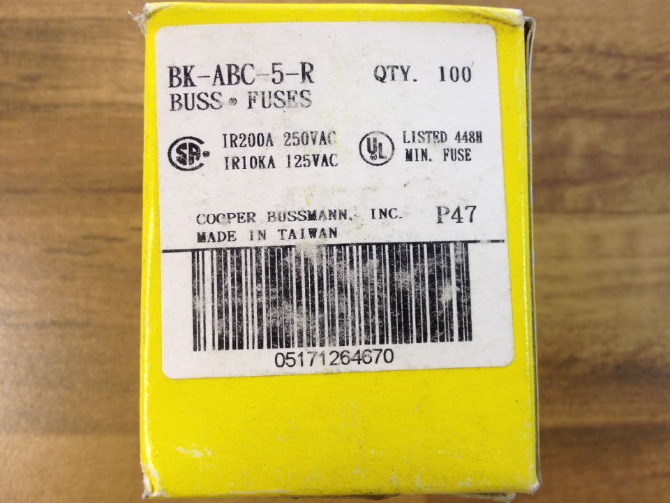 United States BK-ABC-5-R BUSS fuse 5A250V Bussmann insurance 6X30