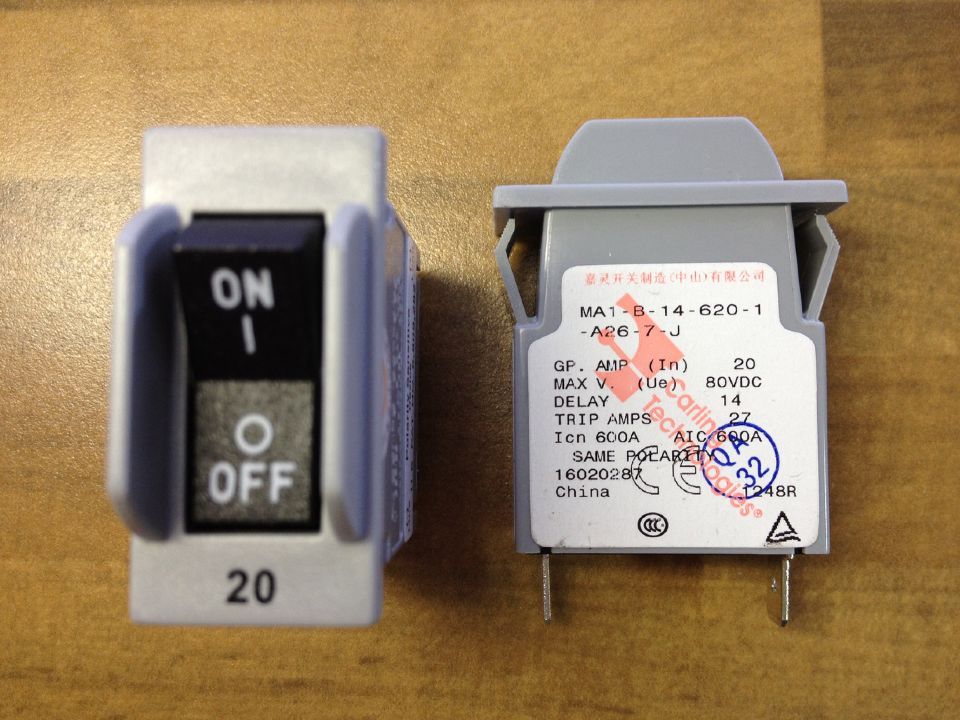 American Carling Jia Ling MA1-B-14-620-1-A26-7-J - circuit breaker 20A 80V 1P