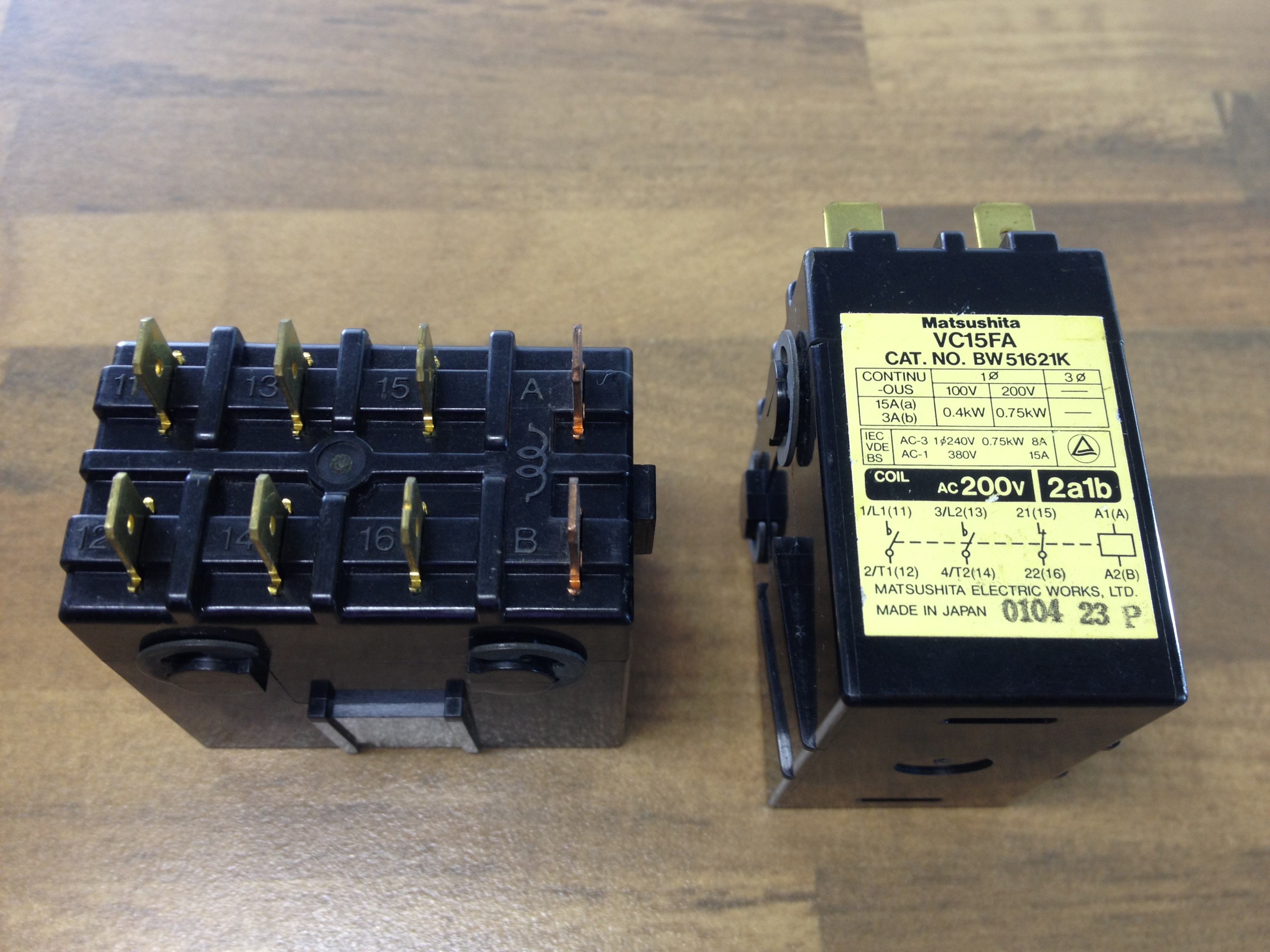 Matsushita BW51621k VC15FA contactor 220VAC 2a1b original authentic