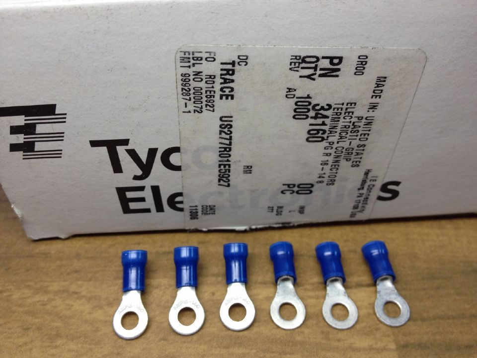 The United States TE AMP 16-14 O Tyco cold pressed terminal circular pre insulated end copper wire nose