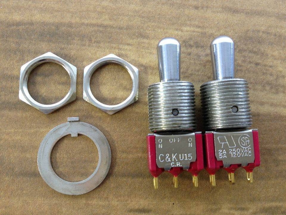 The original C & K U15 C.R. toggle switch with self SA.PART#U15T1PZG8E gold plated pins