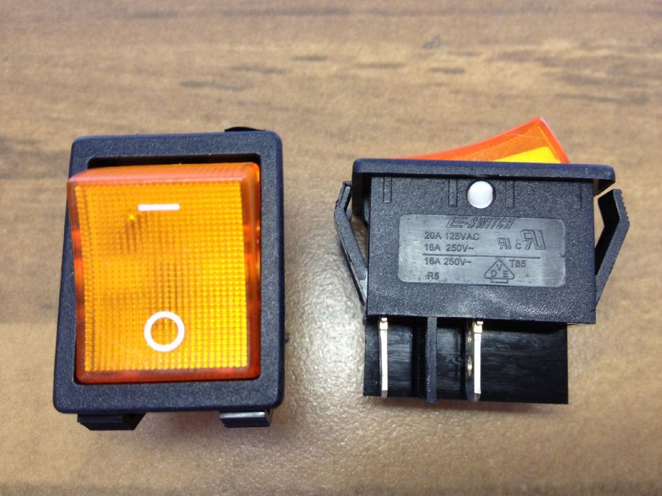 Taiwan E-SWITCH 16A 250V imported silver contacts with lamp rocker rocker switch TB5 power switch
