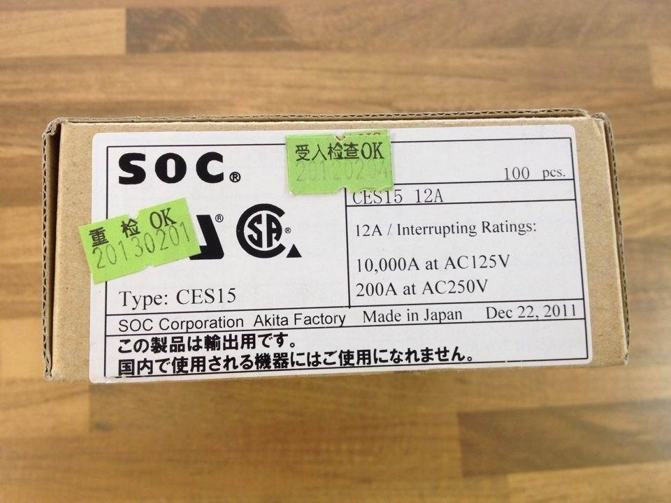 Imported Japanese CES15 12A SOC explosion-proof pin glass insurance 250V 6X30 SOCCES15