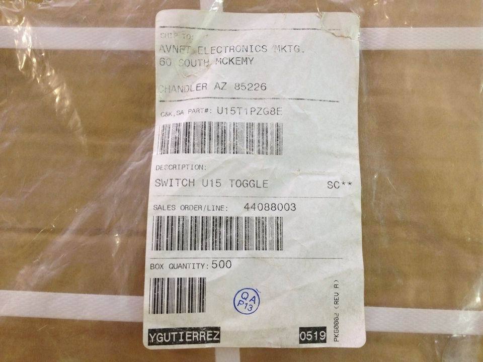 The original C & K U15 C.R. toggle switch with self SA.PART#U15T1PZG8E gold plated pins