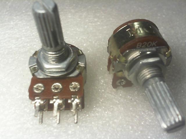 Double.MG potentiometer B100K plum six legged /25mm long shank /10k.50k/100k handle.