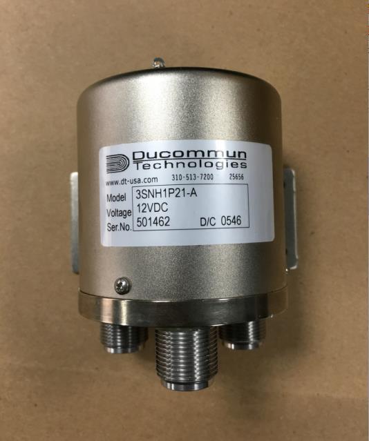 The new Ducommun 3SNH1P21-A DC-10GHZ single pole three throw RF coaxial switch N