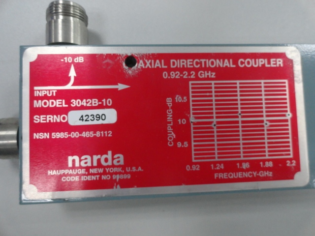 3042B-10 0.92-2.2GHZ 10dB Narda microwave coaxial directional coupler N