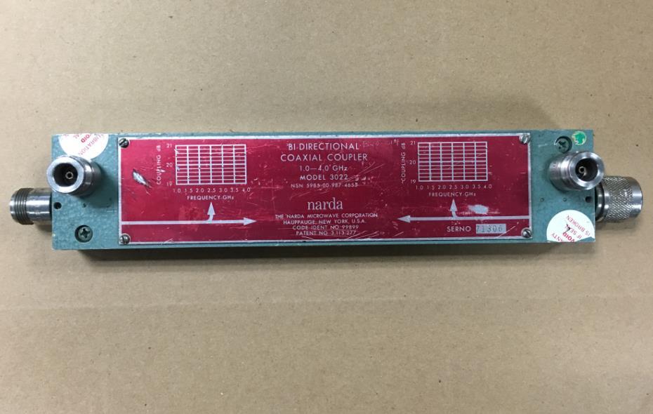 Narda 3022 20dB 500W N 1-4GHz type bidirectional high power coaxial broadband directional coupler
