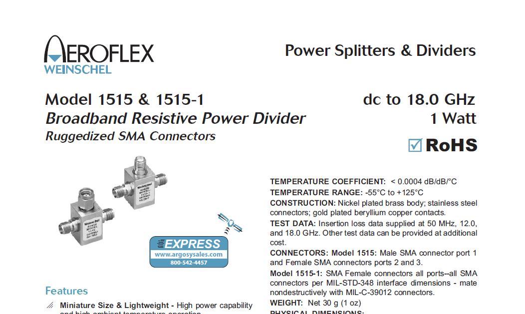WEINSCHEL 1515 DC-18GHZ a two power divider SMA