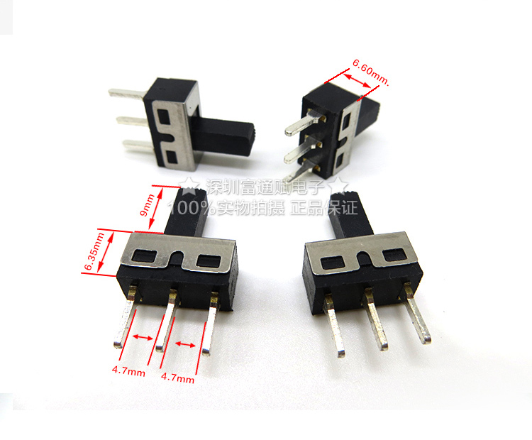 The high quality slide switch SS-12D10G9 3 pin 2 9MM file handle high current 3A 2A 125V toggle switch