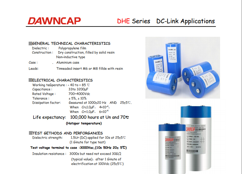 Electric vehicle charging pile special film capacitor 1100V 2550UF 1100V 136*335MM