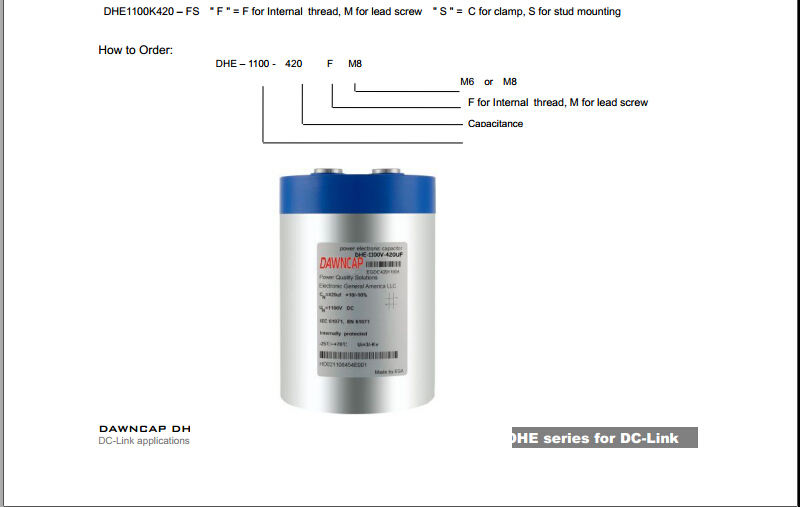 Electric vehicle charging pile special film capacitor 1100V 2550UF 1100V 136*335MM