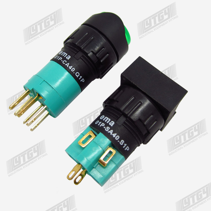 EMA 16mm with light button switch self reset 01P-RM40.Q1P 01P-RM40.S1P  rectangle LED 1C/O DC24V AC220V DC6V DC12V AC110V