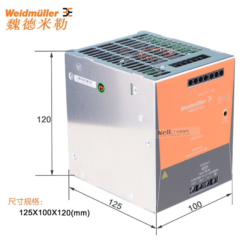 Wade Miller power supply, PROeco3, 480W, 24V, 20A, rail type switching power supply 1469550000