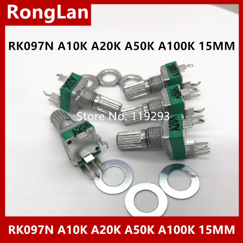 Spot quality precision adjustable potentiometer RK097N 097 Vertical clubfoot Single B1K B5K B10K B20K B50K B100K B250K B1M B500K  15MM shaft