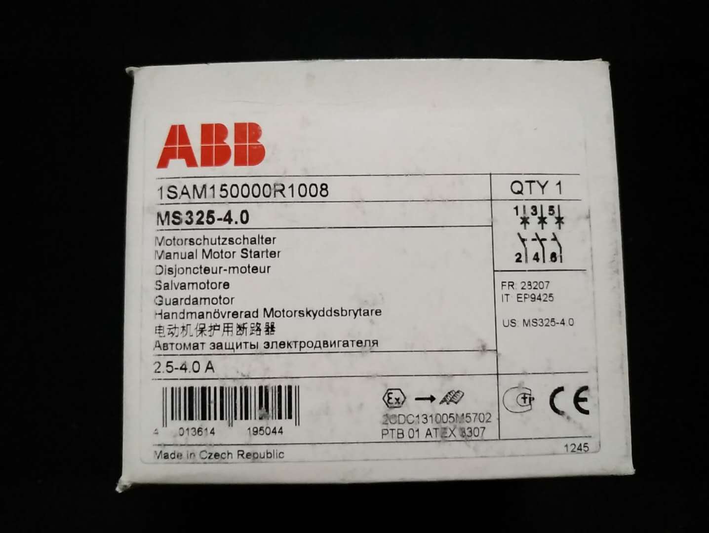 ABB Motor Protection Circuit Breaker MS116 MS132 MS325 25A 32A 20A 16A 10A 6.3A 4A 2.5A