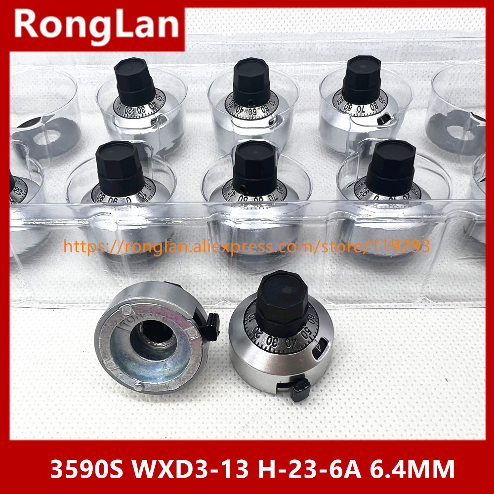Metal frosted surface Multi-turn knob use for 3590S WXD3-13 H-23-6A potentiometer with switch lock 6.4MM hole