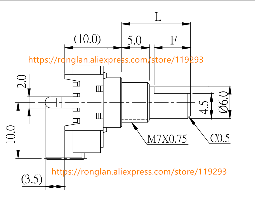 Taiwan alpha 142 vertical potentiometer 0B2.5K OB2.5K B2.5K OB20K 0B20K 4-pin 360 degree handle length 15MMF