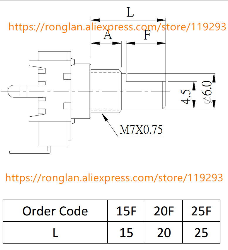 Taiwan alpha 142 vertical potentiometer 0B2.5K OB2.5K B2.5K OB20K 0B20K 4-pin 360 degree handle length 15MMF