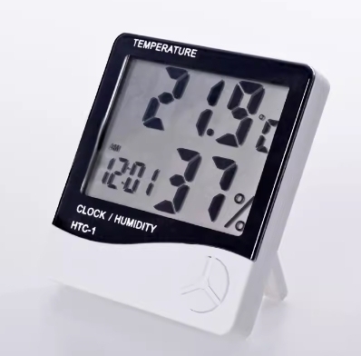 HTC-1 high-precision large screen indoor electronic temperature and humidity meter, household thermometer and humidity meter with alarm clock