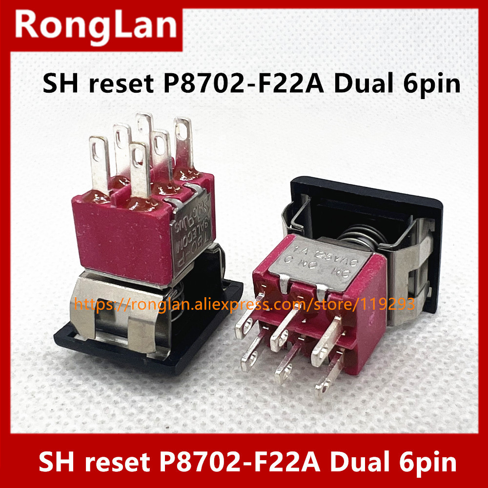 P8702-F22A Dual 6-pin toggle switch Taiwan SH reset button normally open normally closed without lock Q27