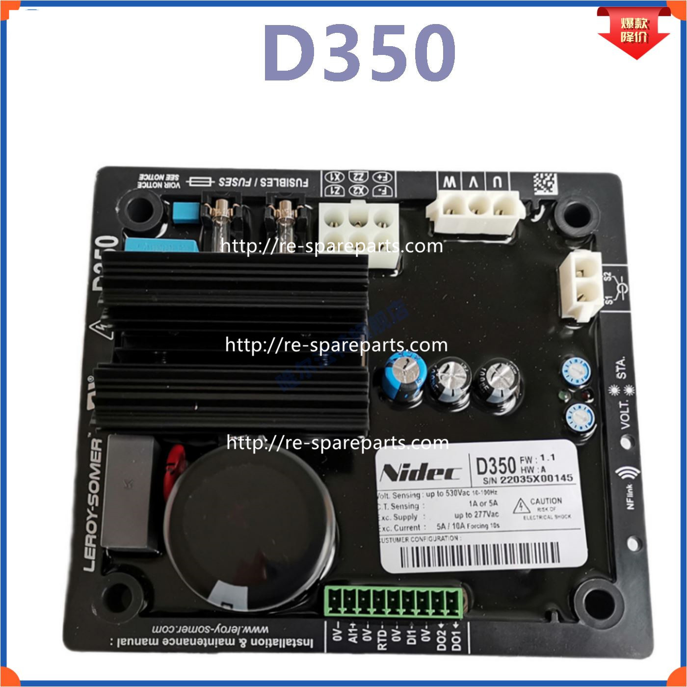 LEROY SOMER D350 Leysenma AVR voltage regulator board voltage regulator DVC550 D550