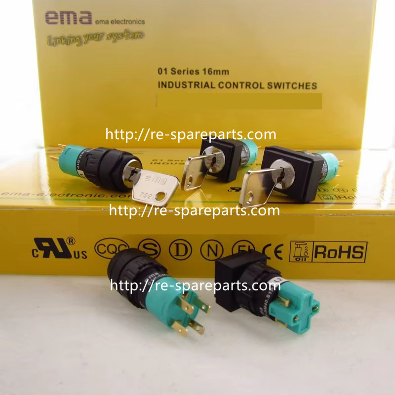 Imports EMA key switch 16mm Rectangle / circle / square 01K-RM40  01K-RA40  01K-CM40  01K-CA40  01K-SM40  01K-SA40 1a1b