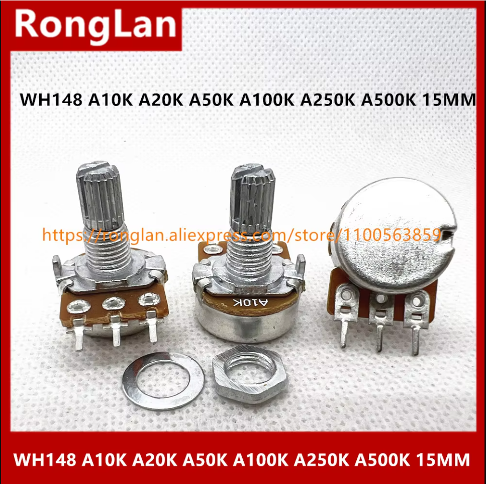 Taiwan produced WH148 148 single joint A10K A20K A50K A100K A250K A500K clubfoot 15MM shaft dedicated volume potentiometer