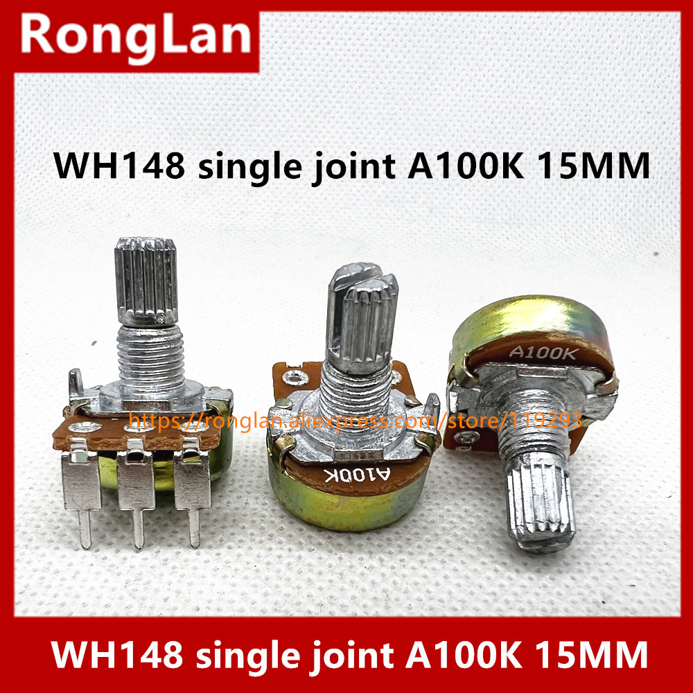 Taiwan produced WH148 148 single joint A10K A20K A50K A100K A250K A500K clubfoot 15MM shaft dedicated volume potentiometer