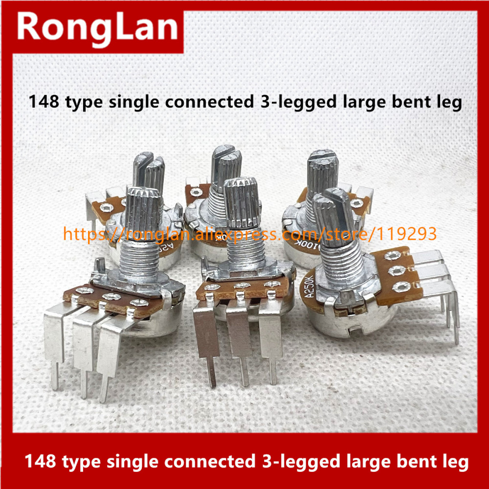 Taiwan produced WH148 148 single joint A10K A20K A50K A100K A250K A500K big clubfoot 15MM shaft dedicated volume potentiometer