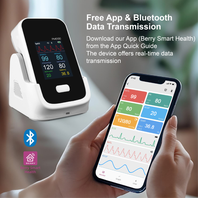 PM6100 Portable Multi-Parameter Patient Monitor 6-Vital Signs Handheld Health Monitor with Bluetooth for Remote Patient Monitoring System,MY SHOP,PM6100 Portable Multi-Parameter Patient Monitor 6-Vital Signs Handheld Health Monitor with Bluetooth for Remote Patient Monitoring System