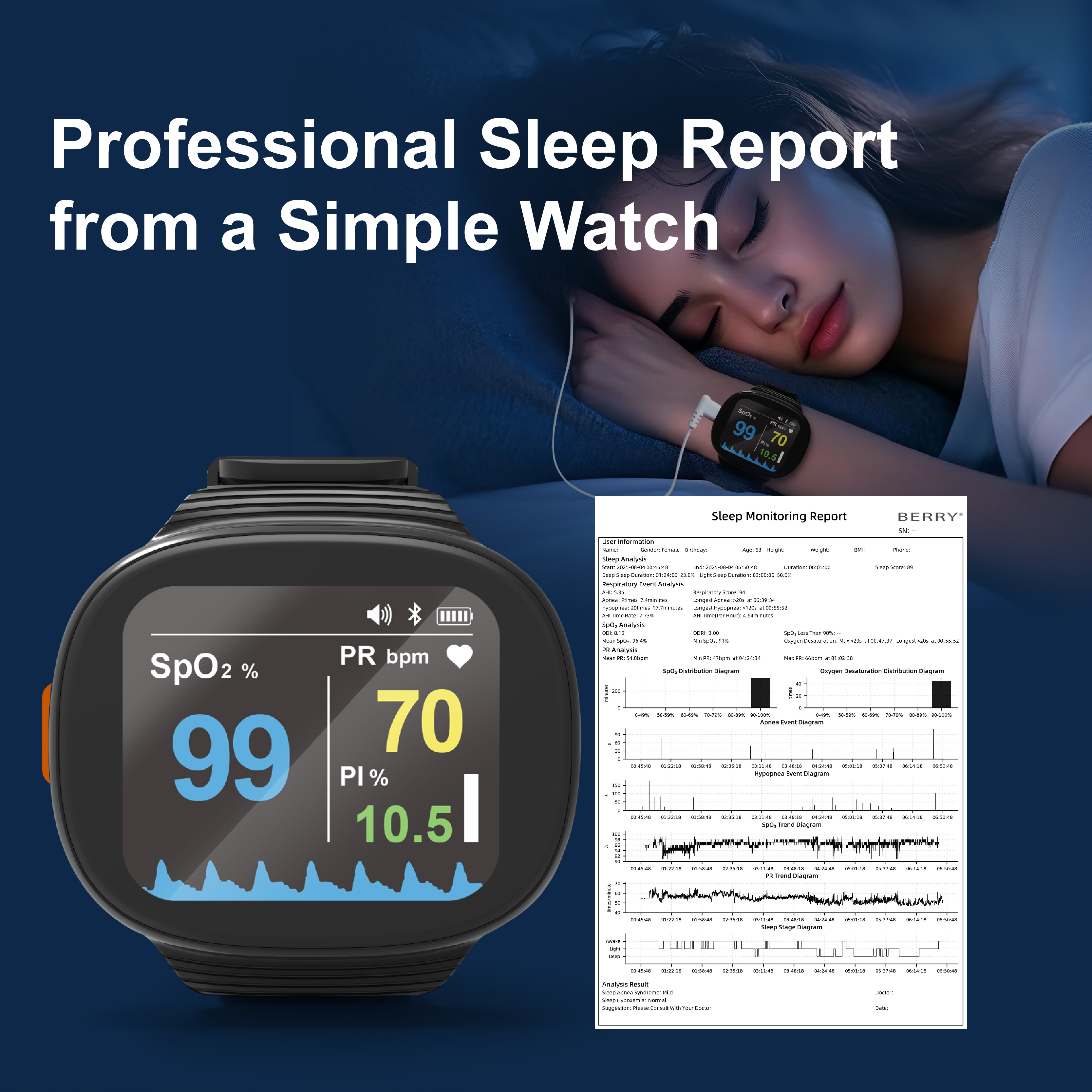 BM2000A Wrist Pulse Oximeter Sleep Apnea Screening Monitor with Bluetooth for Sleep Monitoring Management System,BERRY,BM2000A Wrist Pulse Oximeter Sleep Apnea Screening Monitor with Bluetooth for Sleep Monitoring Management System