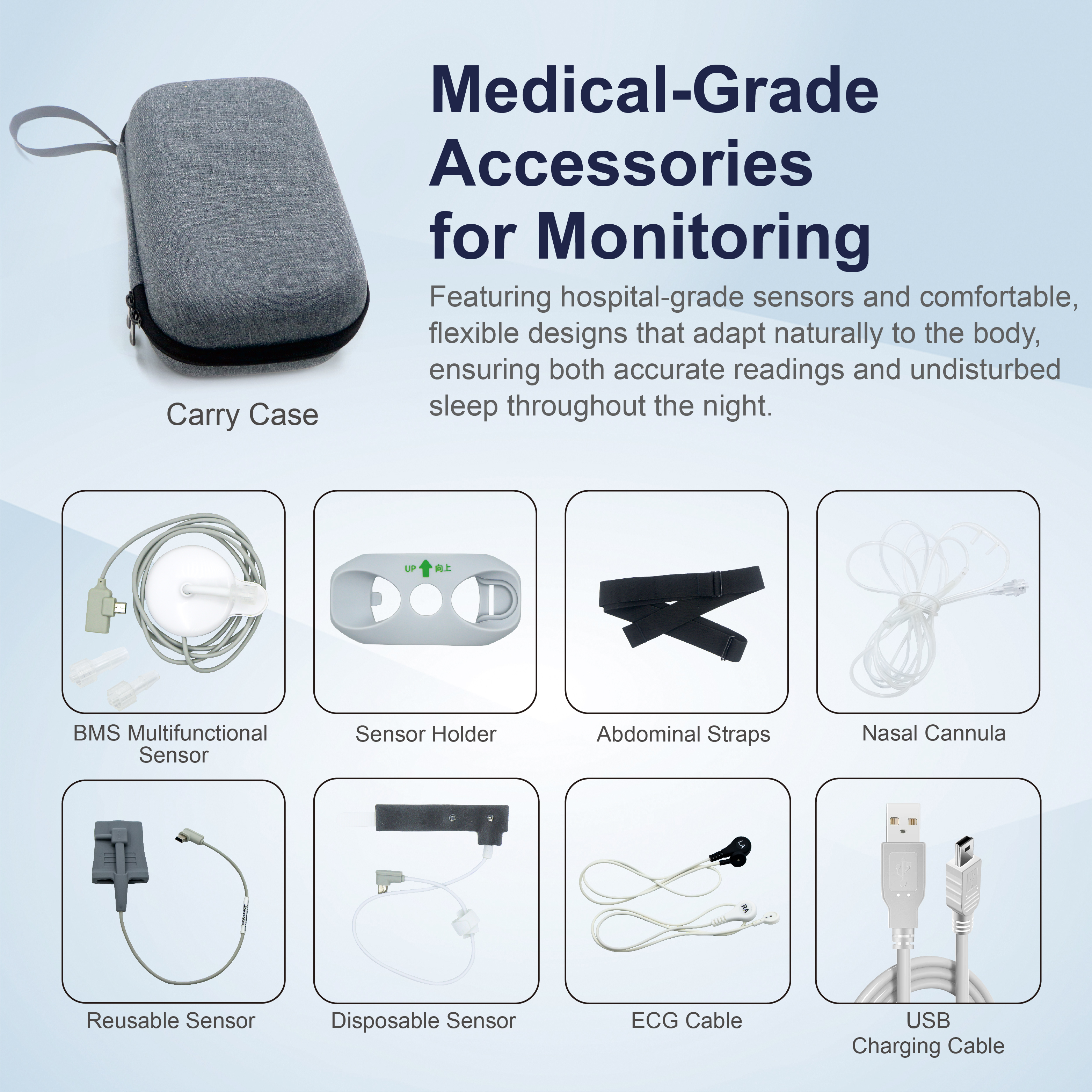 PM50 sleep monitor tracking multiple physiological signals overnight