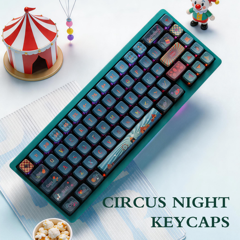 Vintage Circus Night 123-Key Full Set PBT Keycaps | 1.7mm Thick 5-Side Dye-Sub MDA Backlit Profile
