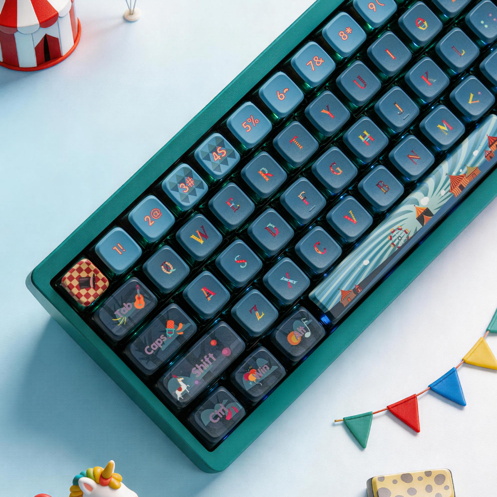 Vintage Circus Night 123-Key Full Set PBT Keycaps | 1.7mm Thick 5-Side Dye-Sub MDA Backlit Profile