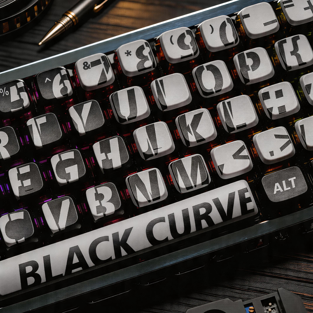 Black Lies Dark Style Keycaps 123 Keys, PBT Dye-Sub Backlit Custom Keycap Set, Retro Film Photography Theme, Cherry MX Profile, Compatible with 60% 65% 75% TKL Full Size Mechanical Gaming Keyboards