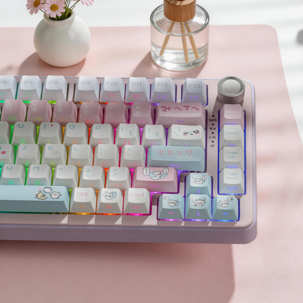 Chiikawa Momonga PBT Keycaps | 135 Keys | 5-Sided Dye-Sublimation | Side Print Backlit