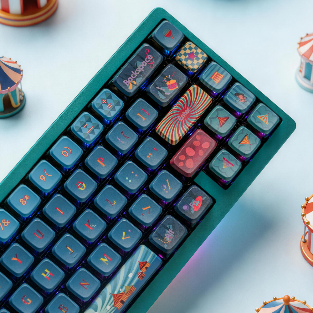 Vintage Circus Night 123-Key Full Set PBT Keycaps | 1.7mm Thick 5-Side Dye-Sub MDA Backlit Profile