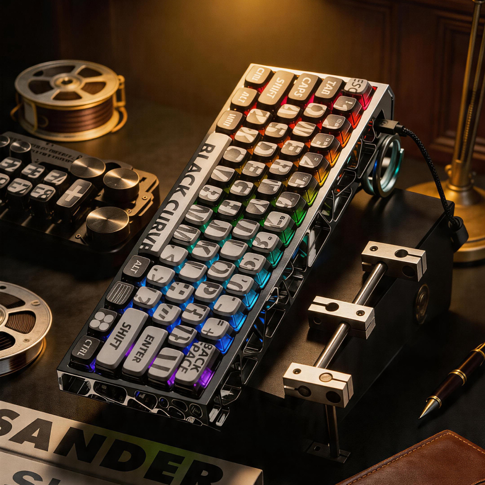 Black Lies Dark Style Keycaps 123 Keys, PBT Dye-Sub Backlit Custom Keycap Set, Retro Film Photography Theme, Cherry MX Profile, Compatible with 60% 65% 75% TKL Full Size Mechanical Gaming Keyboards