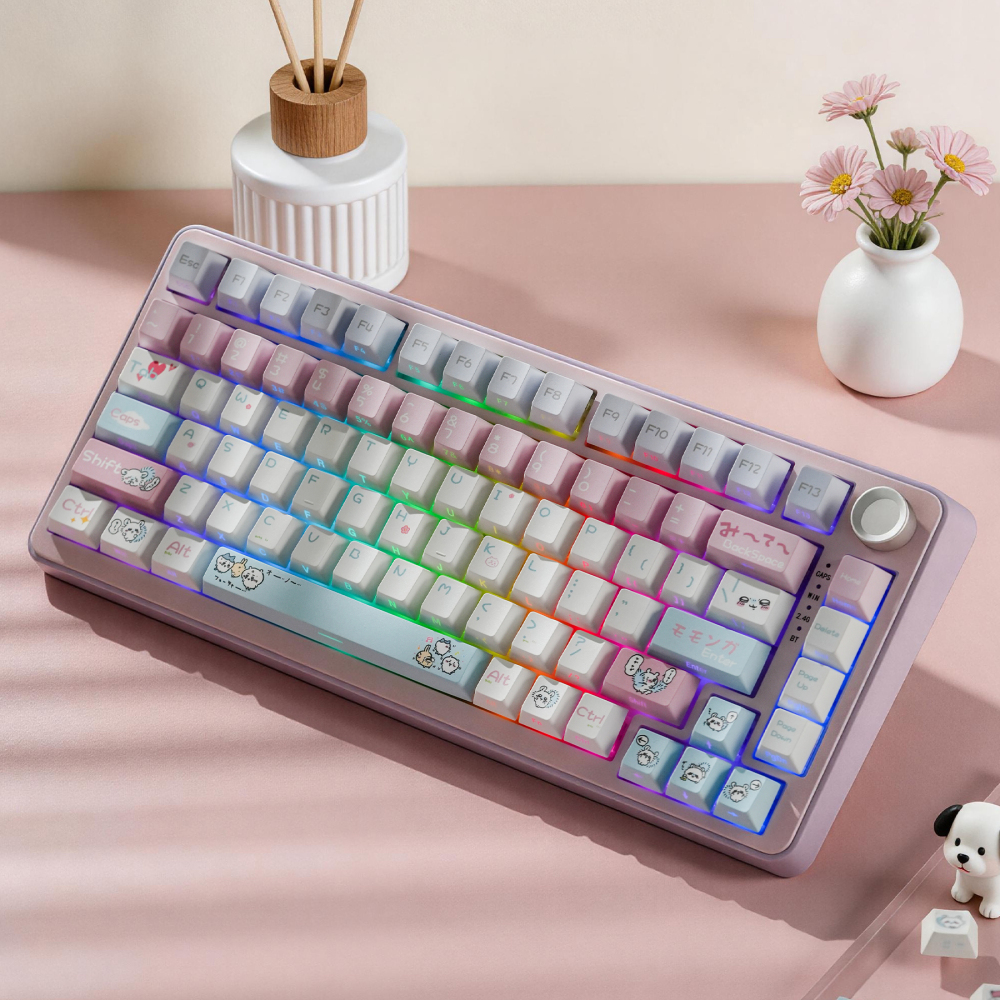 Chiikawa Momonga PBT Keycaps | 135 Keys | 5-Sided Dye-Sublimation | Side Print Backlit