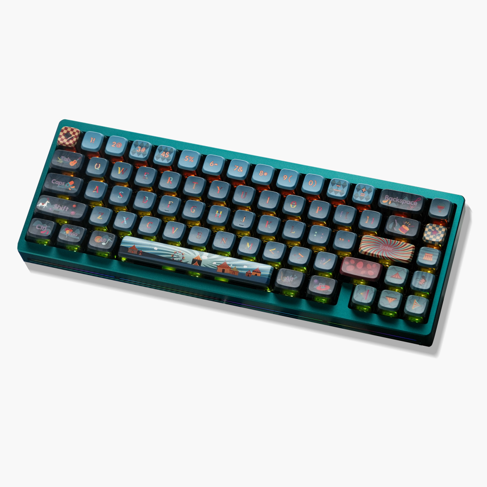Vintage Circus Night 123-Key Full Set PBT Keycaps | 1.7mm Thick 5-Side Dye-Sub MDA Backlit Profile