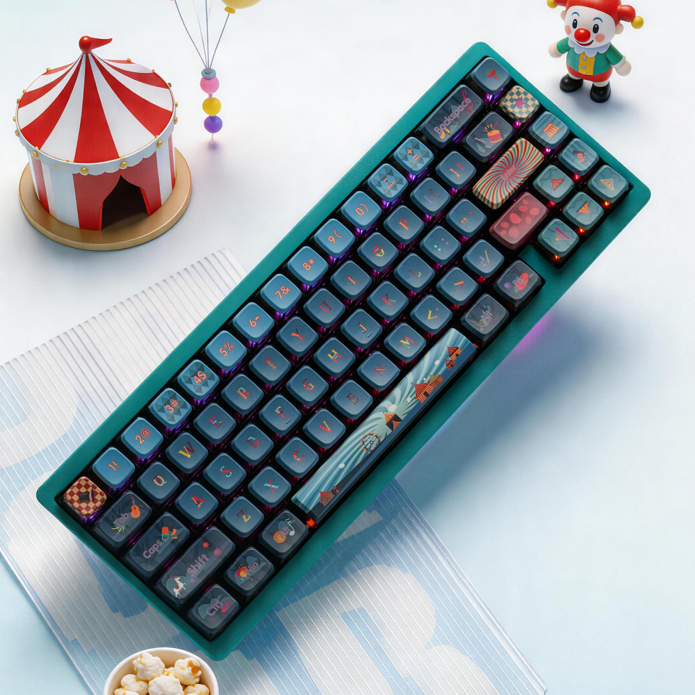 Vintage Circus Night 123-Key Full Set PBT Keycaps | 1.7mm Thick 5-Side Dye-Sub MDA Backlit Profile