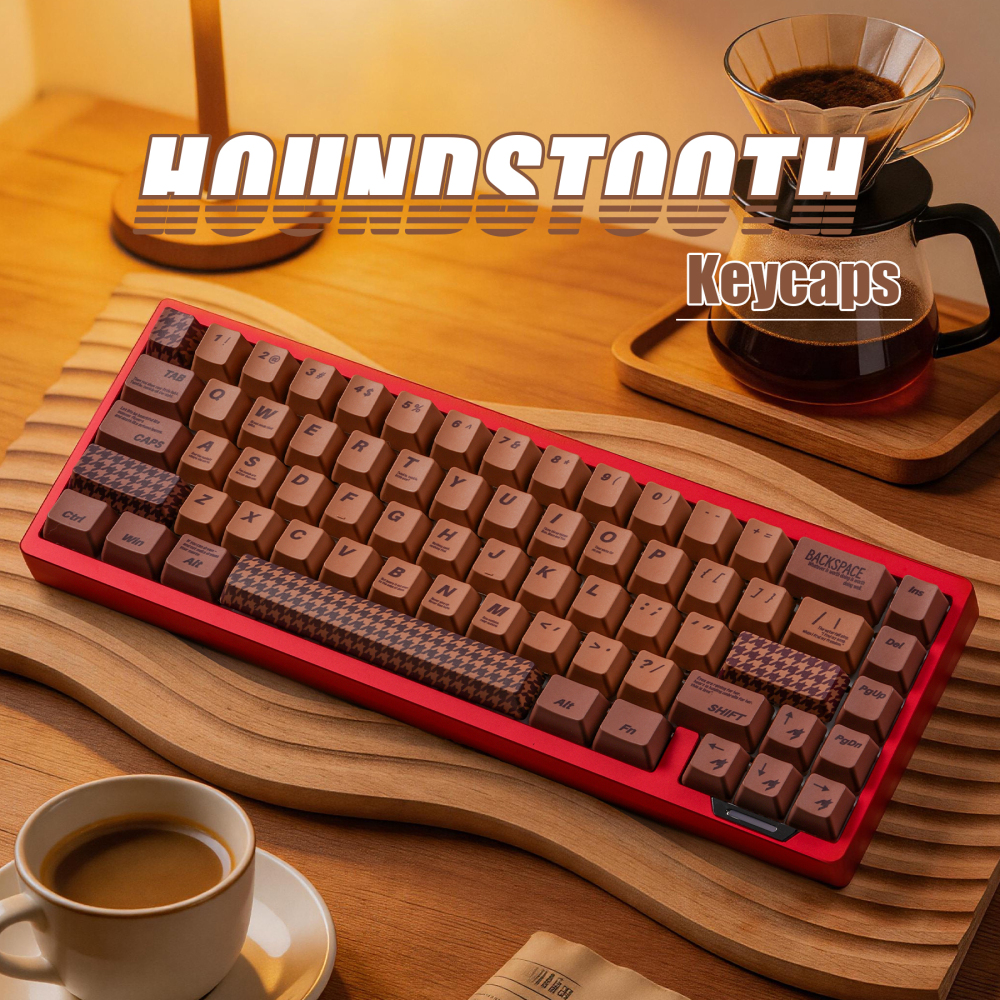 Brown Houndstooth 123-Key PBT Keycap Set | 1.7mm Thick 5-Side Dye Sublimation | OEM Profile Custom Mechanical Keyboard Keycaps